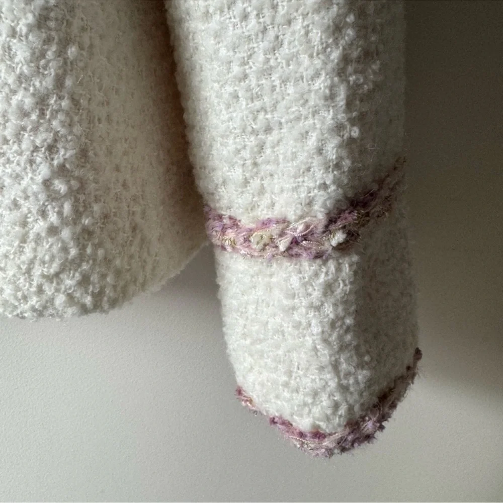 Celine White Tweed Jacket with Purple/Pink Accents - Picture 8 of 10